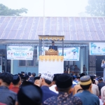 Bupati Kabupaten Pangkep Muhammad Yusran Lalogau melaksanakan salat Id 1447 Hijriah di daerah pegunungan Desa Bantimurung, Kecamatan Tondong Tallasa Kabupaten Pangkep, Sabtu 21 Maret 2026.(Mamat)