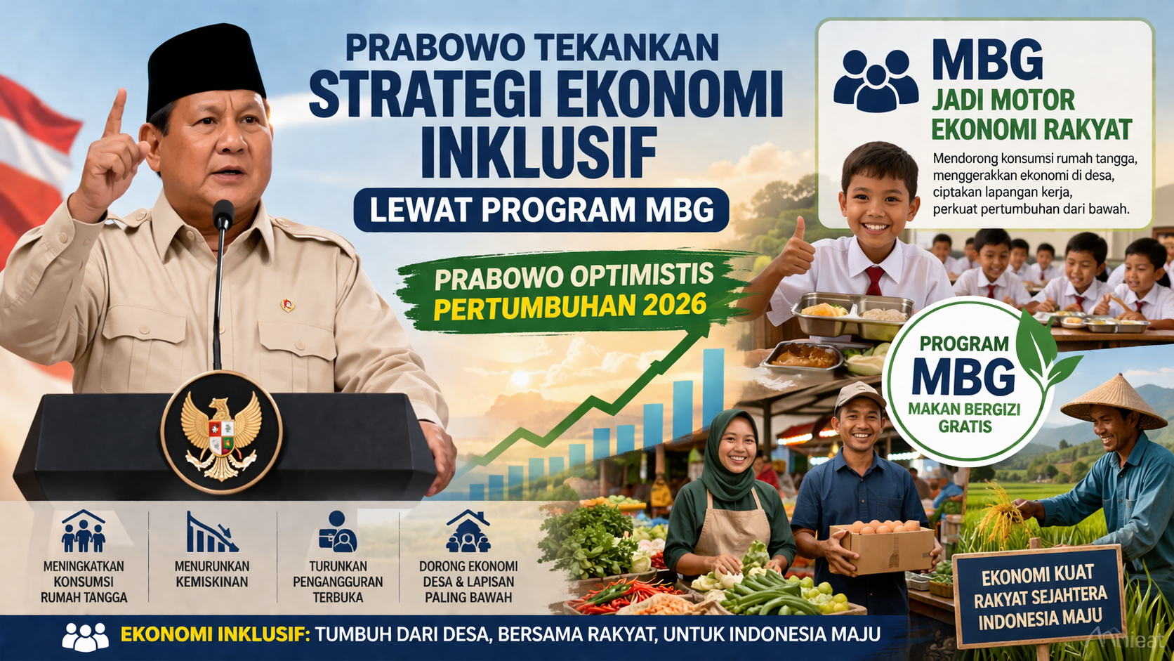 Prabowo Tekankan Strategi Ekonomi Inklusif Lewat Program MBG