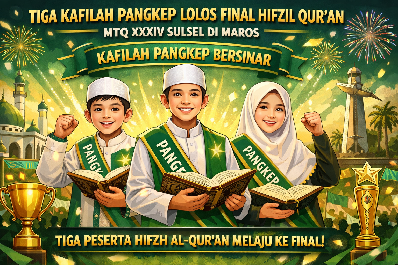 Tiga Kafilah Pangkep Lolos Final Hifzil Qur’an MTQ XXXIV Sulsel di Maros