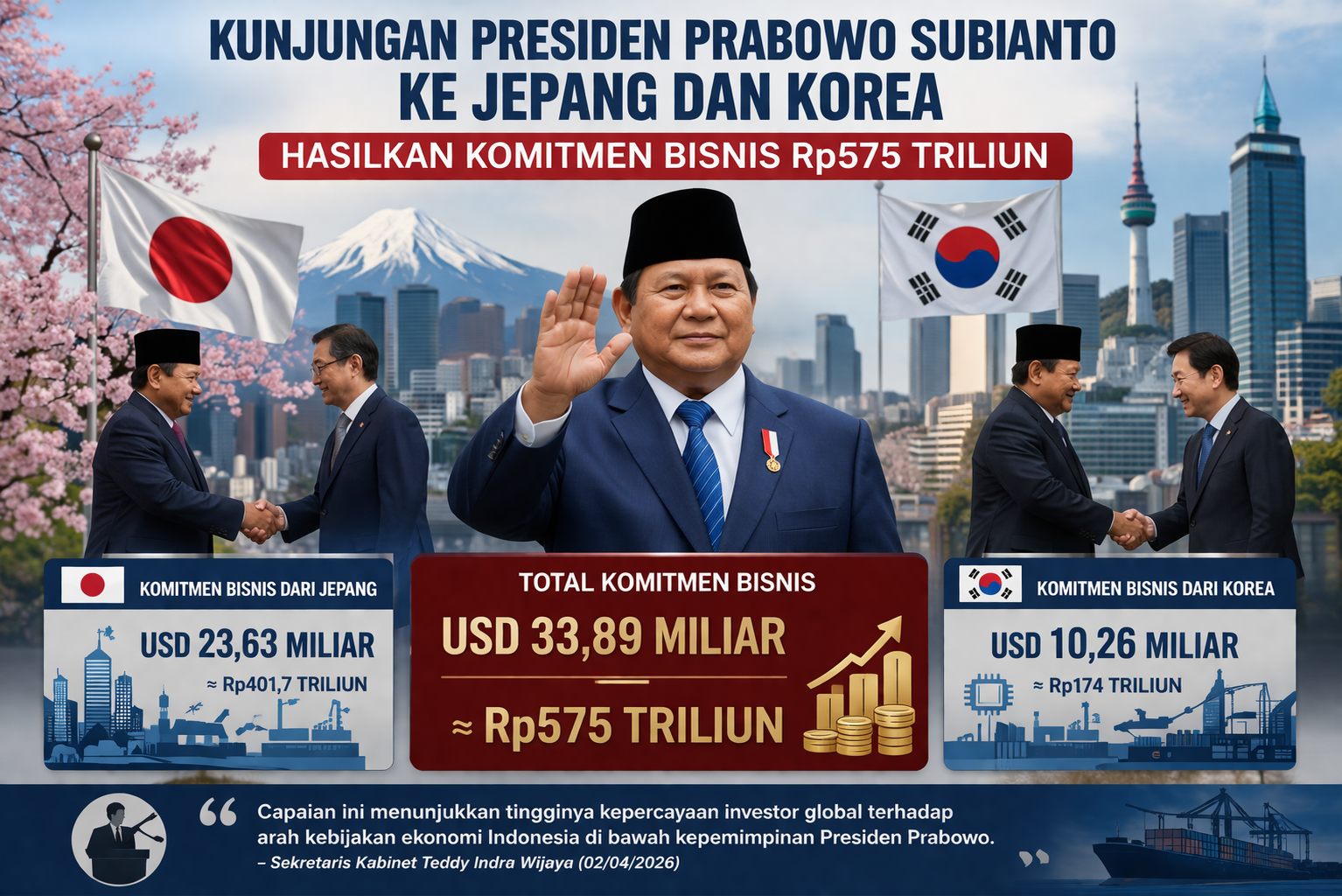 Indonesia Raup Rp575 Triliun dari Lawatan Presiden Prabowo ke Jepang dan Korea
