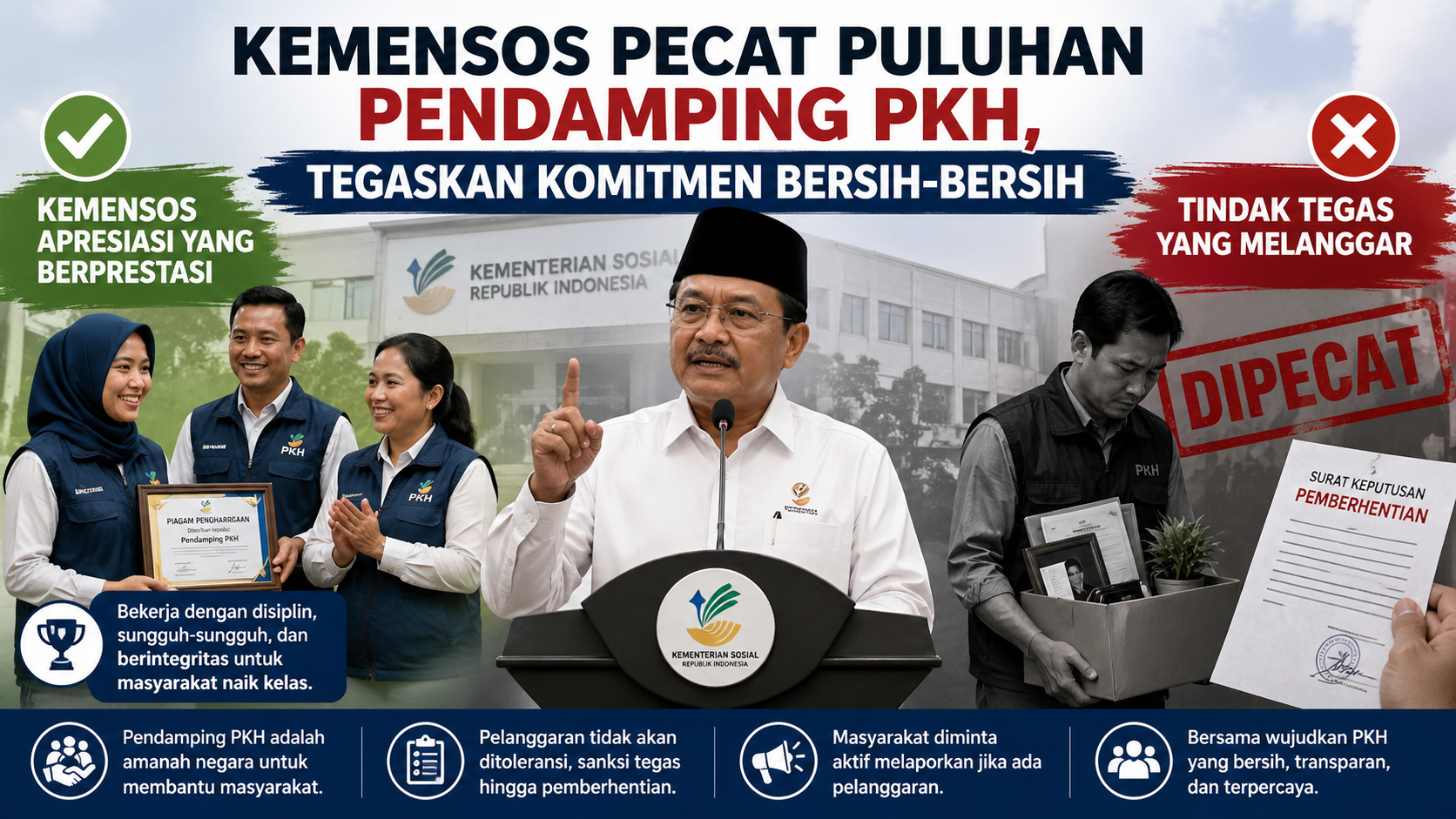 Kemensos Pecat Puluhan Pendamping PKH, Tegaskan Komitmen Bersih-Bersih