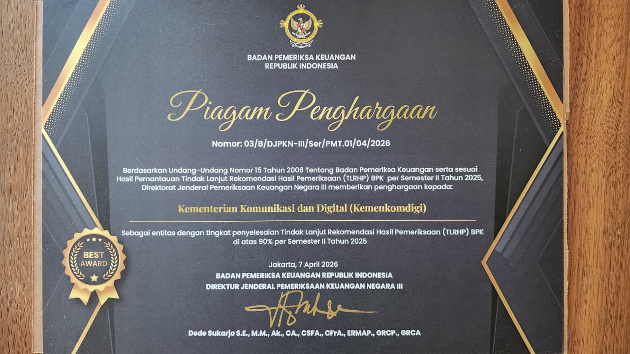 Kemkomdigi Tuntaskan 91,48% Rekomendasi BPK, Penggunaan Anggaran Kian Tepat Sasaran