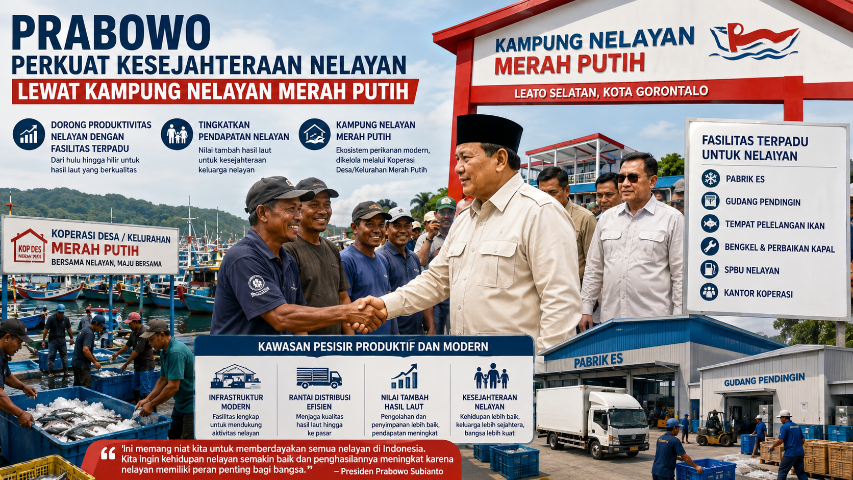 Prabowo Perkuat Kesejahteraan Nelayan Lewat Kampung Nelayan Merah Putih
