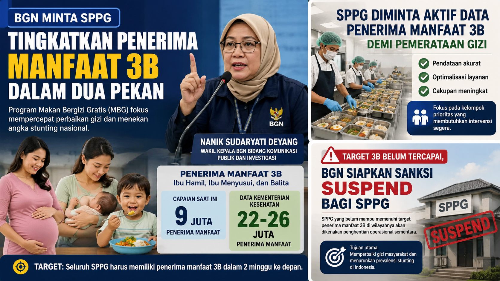 BGN Minta SPPG Tingkatkan Penerima Manfaat 3B dalam Dua Pekan