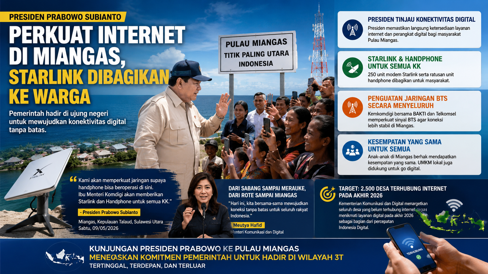 Internet Masuk Pulau Terdepan, Pemerintah Distribusikan Starlink dan HP di Miangas
