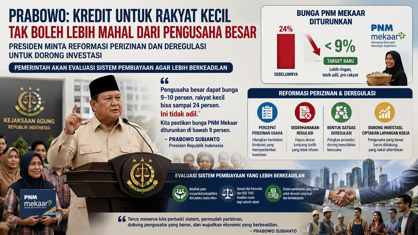 Prabowo Subianto Minta Bunga PNM Mekaar Turun di Bawah 9 Persen