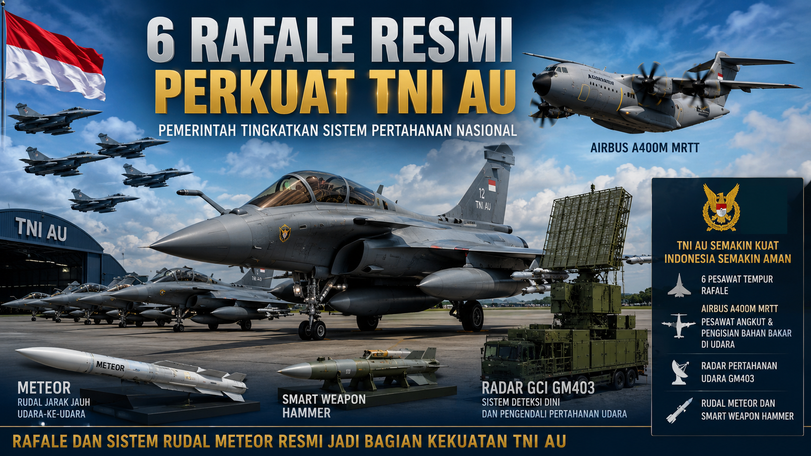 Prabowo Subianto Serahkan Rafale dan Alutsista Strategis untuk Perkuat Pertahanan Udara RI