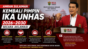 Amran Sulaiman Kembali Pimpin IKA Unhas 2026–2030 Secara Aklamasi