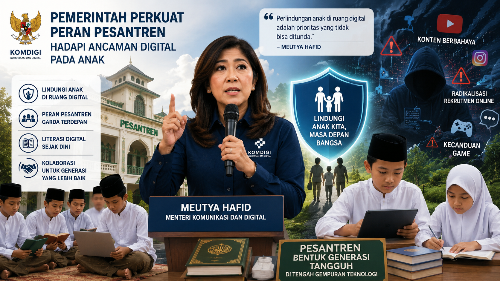 Pemerintah Perkuat Peran Pesantren Hadapi Ancaman Digital pada Anak