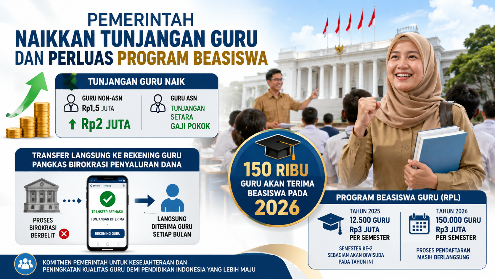 Pemerintah Naikkan Tunjangan Guru dan Perluas Program Beasiswa pada 2026
