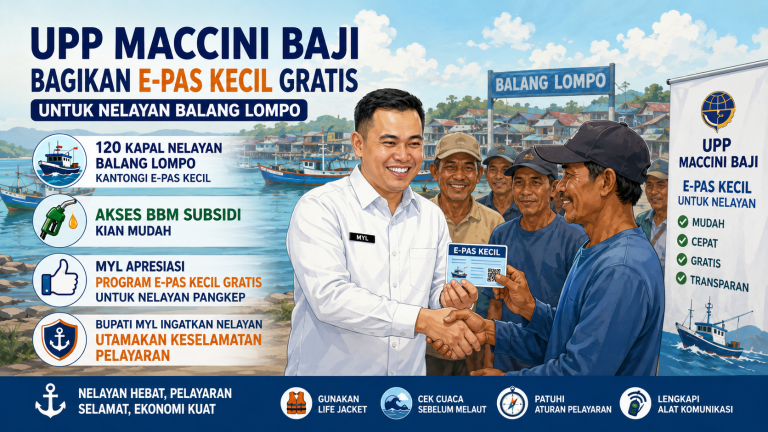 UPP Maccini Baji Terbitkan 120 E-Pas Kecil Gratis untuk Nelayan Pulau Balang Lompo