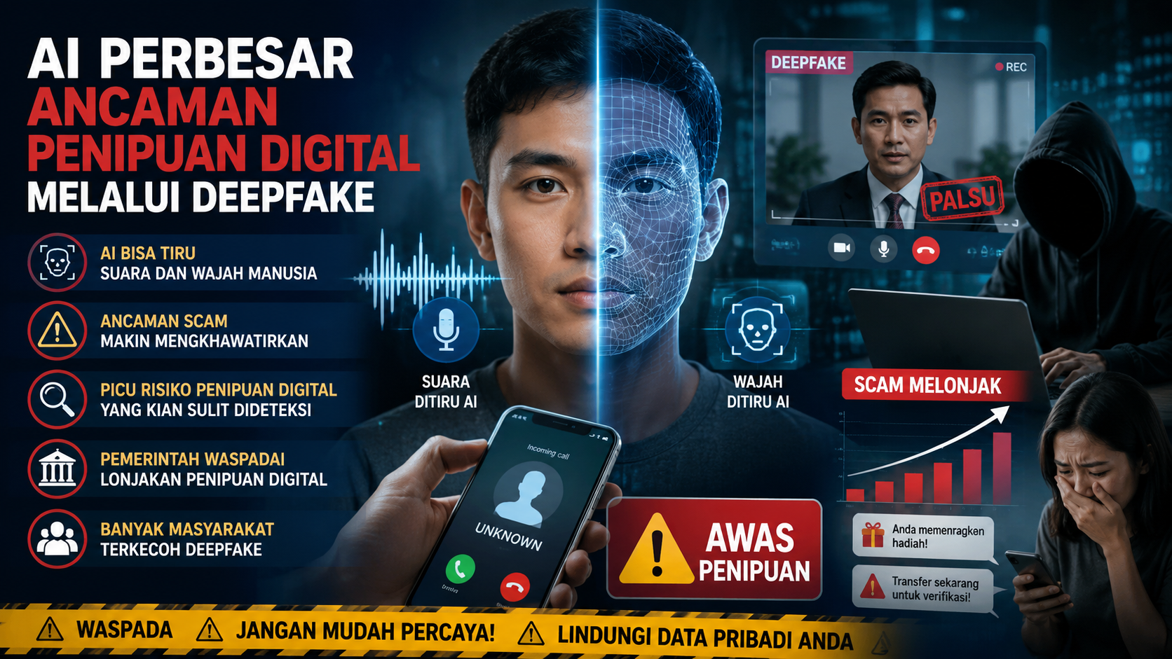 AI Bisa Tiru Suara dan Wajah Manusia, Ancaman Scam Makin Mengkhawatirkan