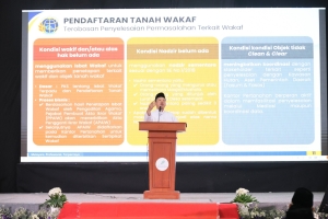 Bicara dalam International Conference on Pesantren 2026, Menteri Nusron Ajak Masyarakat Sertipikatkan Tanah Wakaf untuk Lindungi Aset Umat