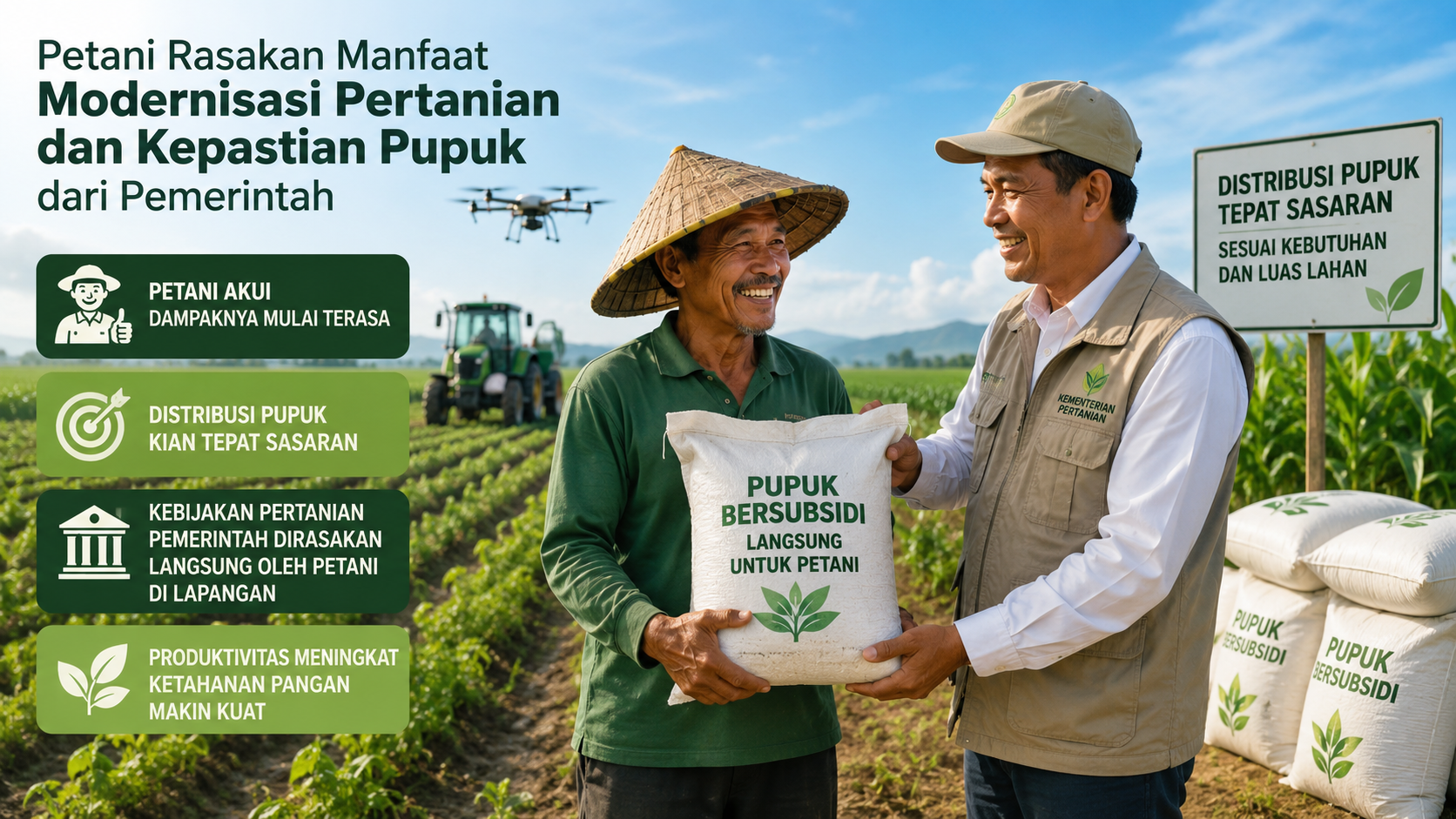 Petani Akui Modernisasi Pertanian dan Ketersediaan Pupuk Tingkatkan Produktivitas
