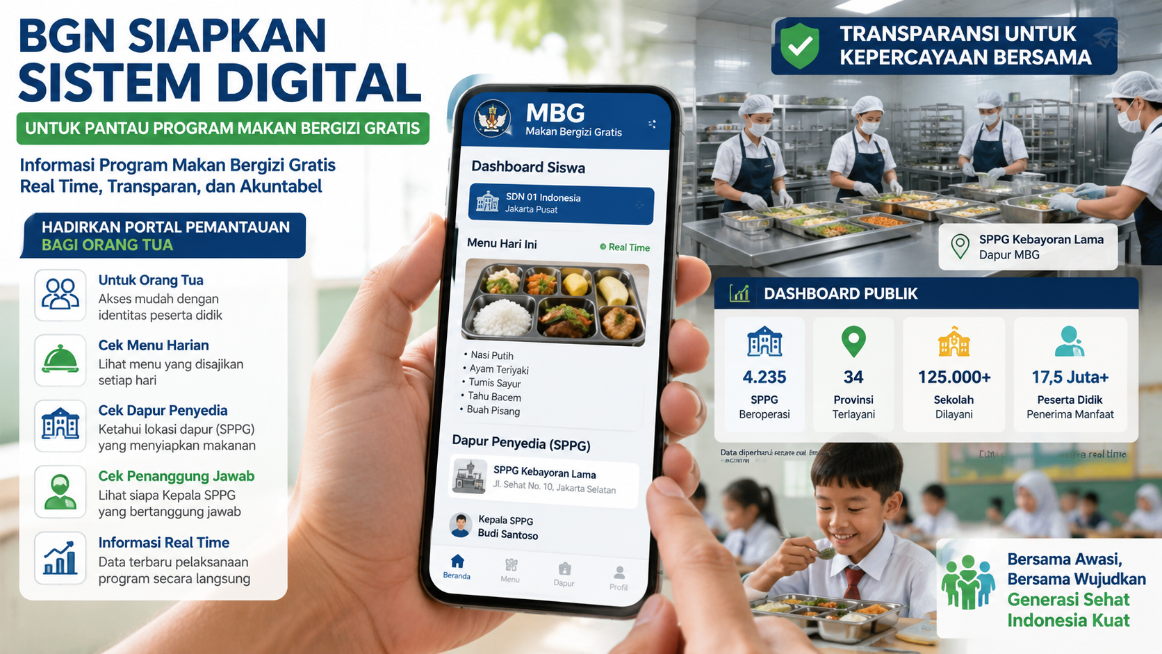 Tak Perlu Bertanya Lagi, Orang Tua Bisa Pantau Menu MBG Lewat Portal Digital